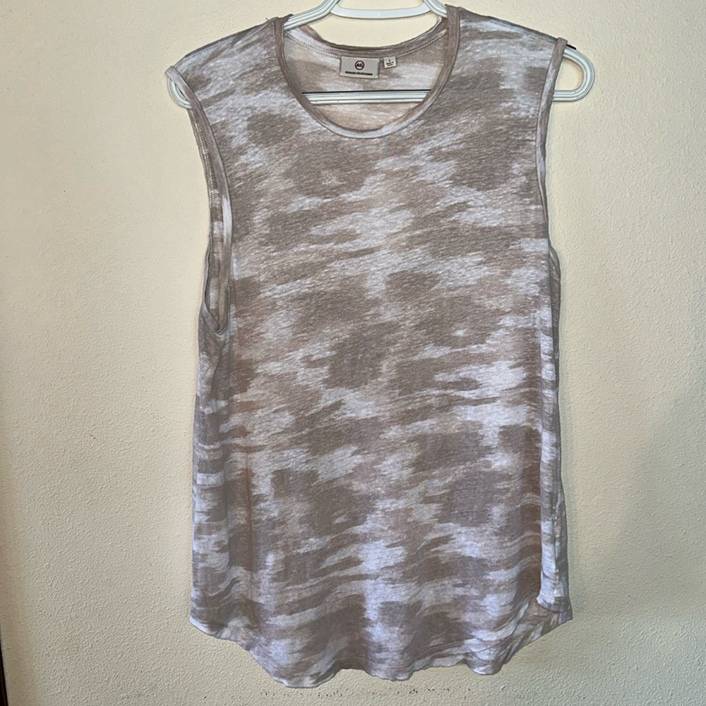 ADRIANO GOLDSCHMIED 100% Linen Women’s Light Neutral Camo Tank Top Size L